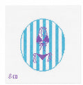 Swimsuit with Blue Striped Background